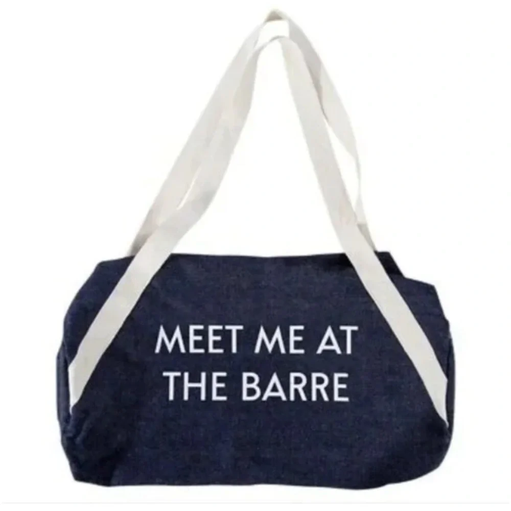 PRIVATE PARTY Blue and White Duffel Bag with Rope Handles